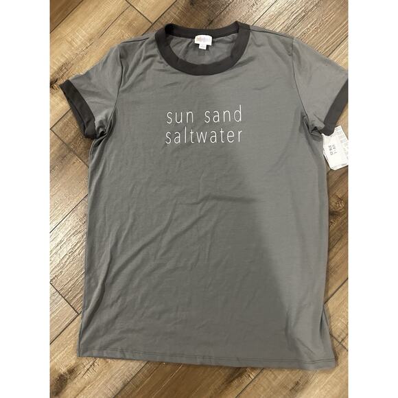 Lularoe Liv T Shirt Womens Top LARGE Short Sleeve Sun Sand Saltwater Vacation - Picture 1 of 4